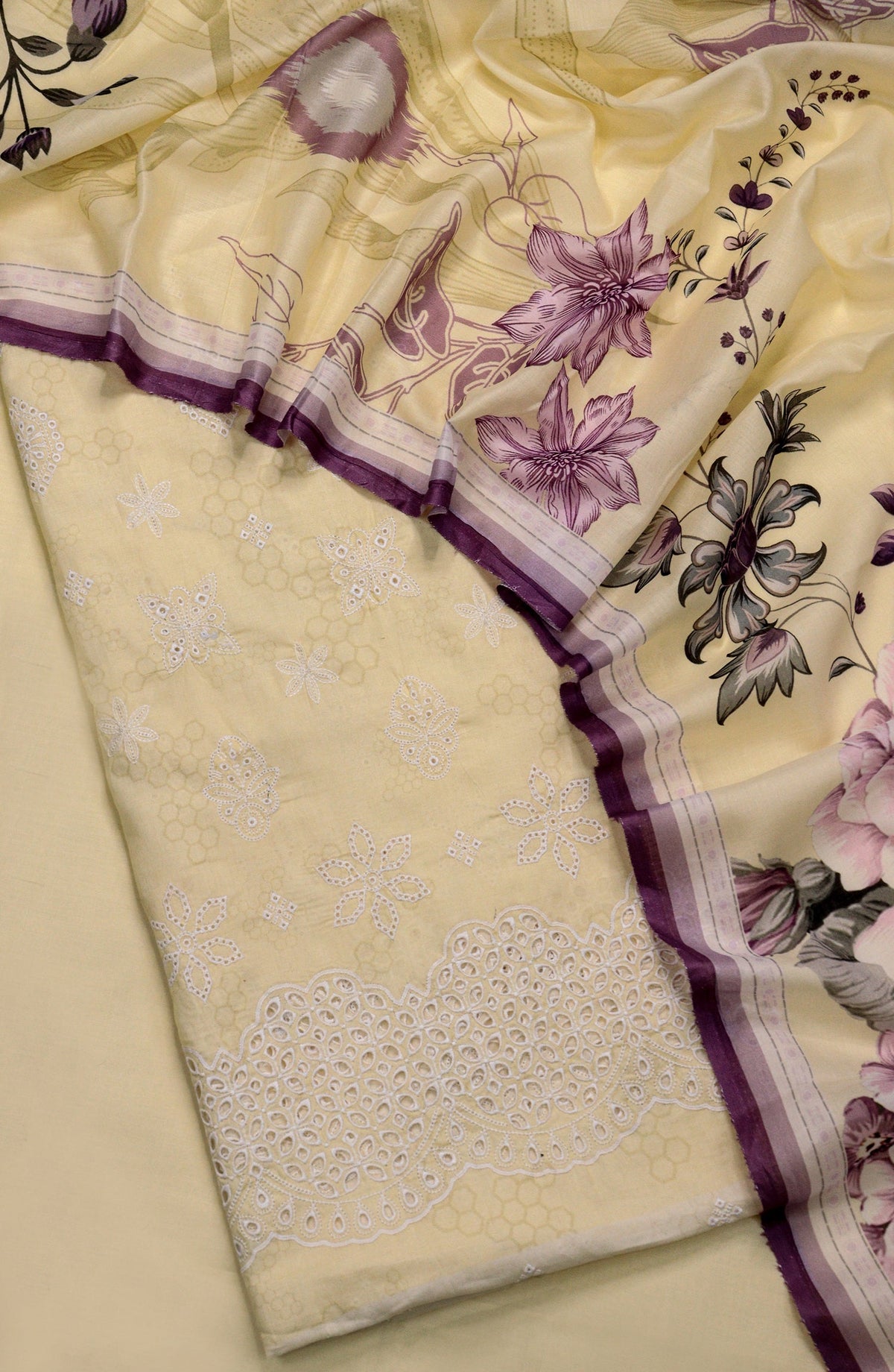 Nazneen by Amna Khadija Embroidered Chikankari Lawn Unstitched 3 Piece Suit - Design-02 - AM26NZN - Fawn - Summer Collection