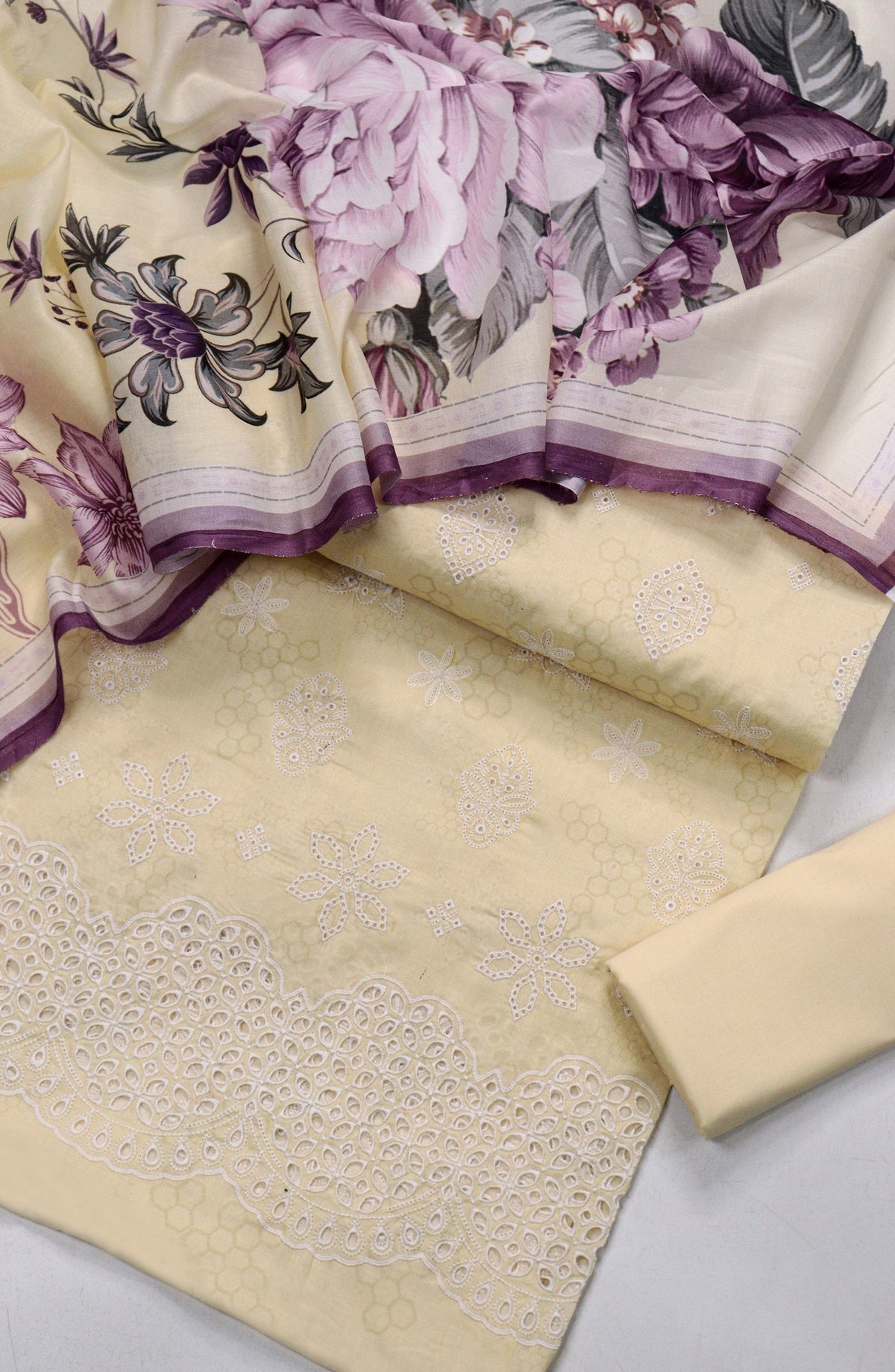 Nazneen by Amna Khadija Embroidered Chikankari Lawn Unstitched 3 Piece Suit - Design-02 - AM26NZN - Fawn - Summer Collection