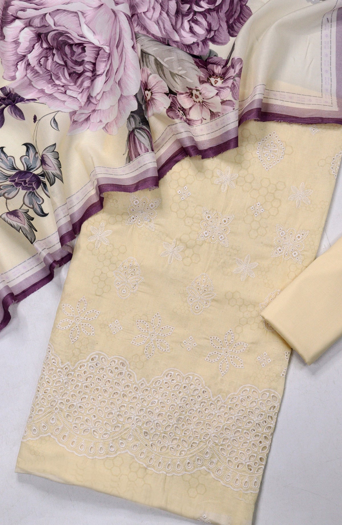 Nazneen by Amna Khadija Embroidered Chikankari Lawn Unstitched 3 Piece Suit - Design-02 - AM26NZN - Fawn - Summer Collection