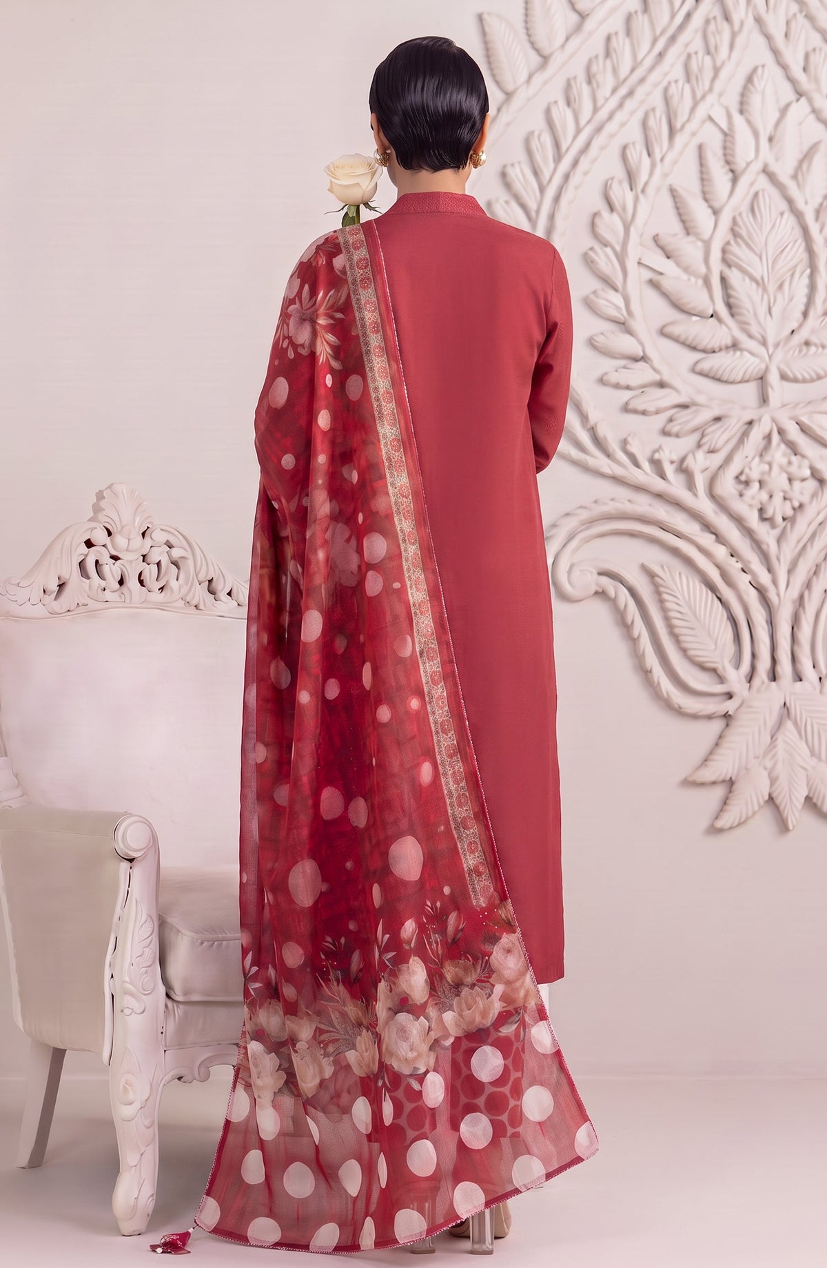 Neesha by Amna Khadija Embroidered Cotton Stitched 3 Piece Suit - AKN-01 - AM26NSHA - Red - Summer Collection
