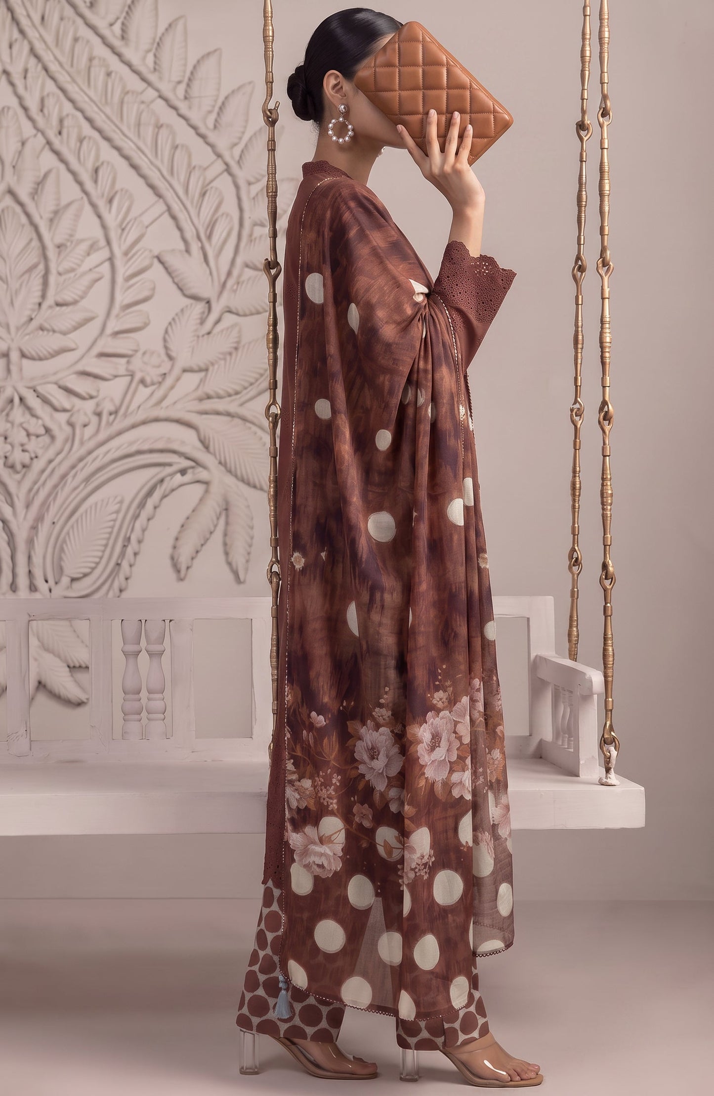 Neesha by Amna Khadija Embroidered Cotton Stitched 3 Piece Suit - AKN-02 - AM26NSHA - Brown - Summer Collection