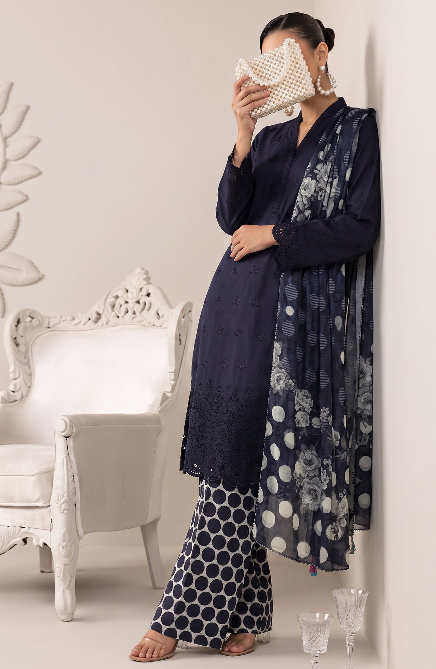 Neesha by Amna Khadija Embroidered Cotton Stitched 3 Piece Suit - AKN-03 - AM26NSHA - Blue - Summer Collection