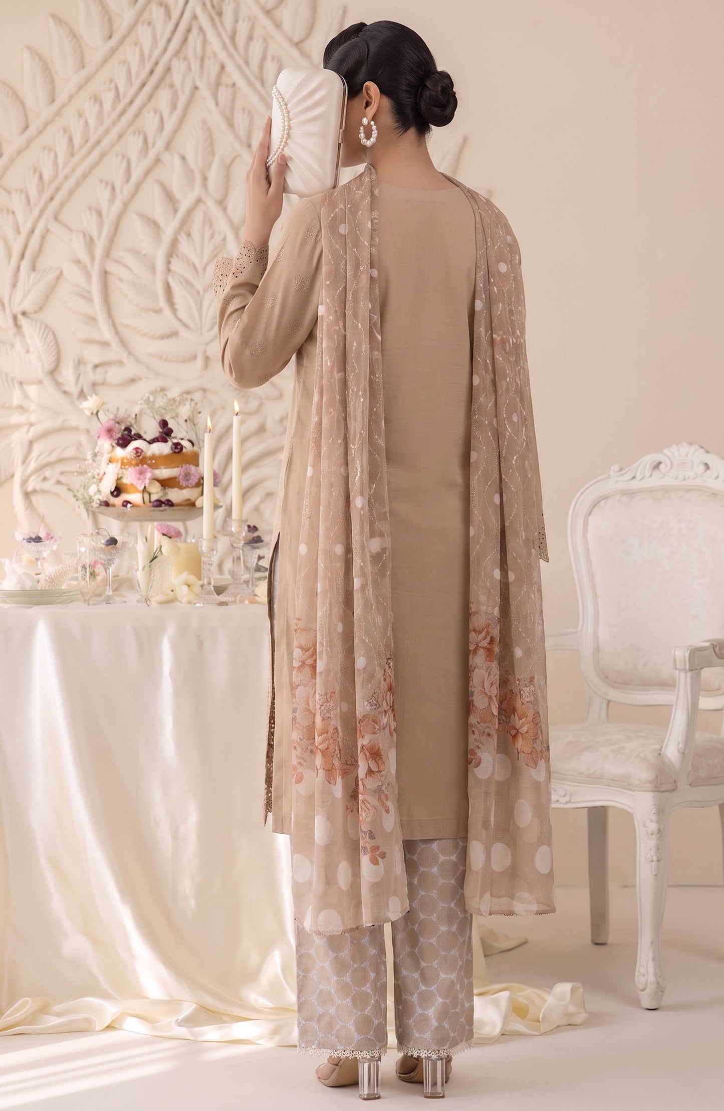 Neesha by Amna Khadija Embroidered Cotton Stitched 3 Piece Suit - AKN-06 - AM26NSHA - Beige - Summer Collection