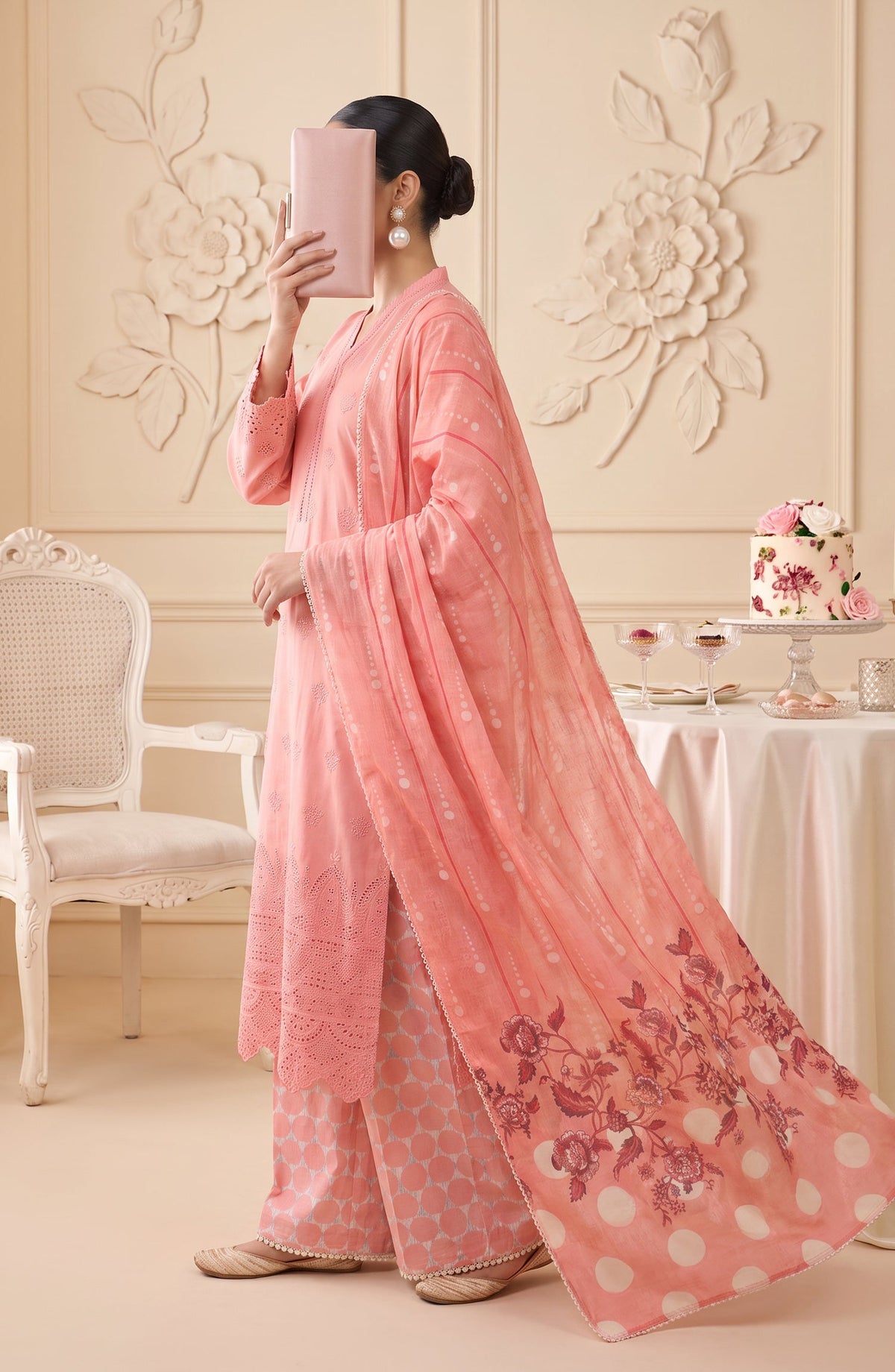 Neesha by Amna Khadija Embroidered Cotton Stitched 3 Piece Suit - AKN-08 - AM26NSHA - Pink - Summer Collection