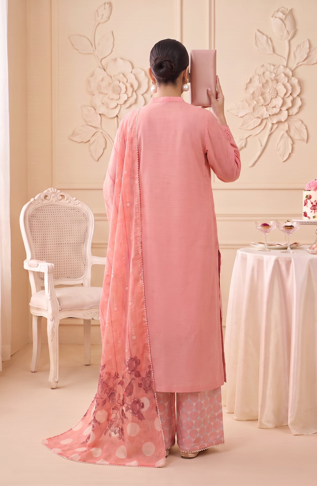 Neesha by Amna Khadija Embroidered Cotton Stitched 3 Piece Suit - AKN-08 - AM26NSHA - Pink - Summer Collection