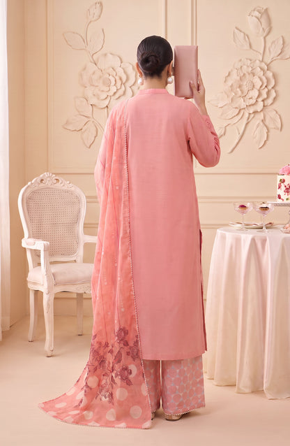 Neesha by Amna Khadija Embroidered Cotton Stitched 3 Piece Suit - AKN-08 - AM26NSHA - Pink - Summer Collection