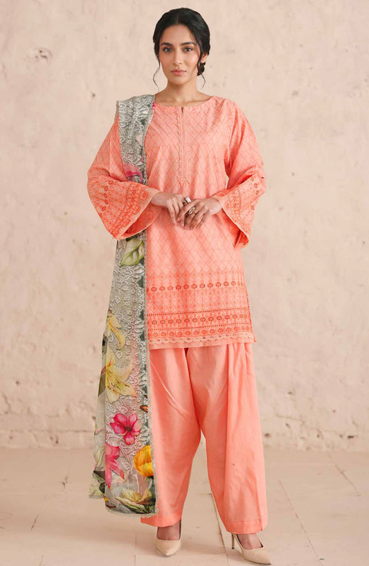 Neysa by Johra Chikankari Lawn Unstitched 3 Piece Suit - JS-93 - JH26NYS - Pink - Summer Collection