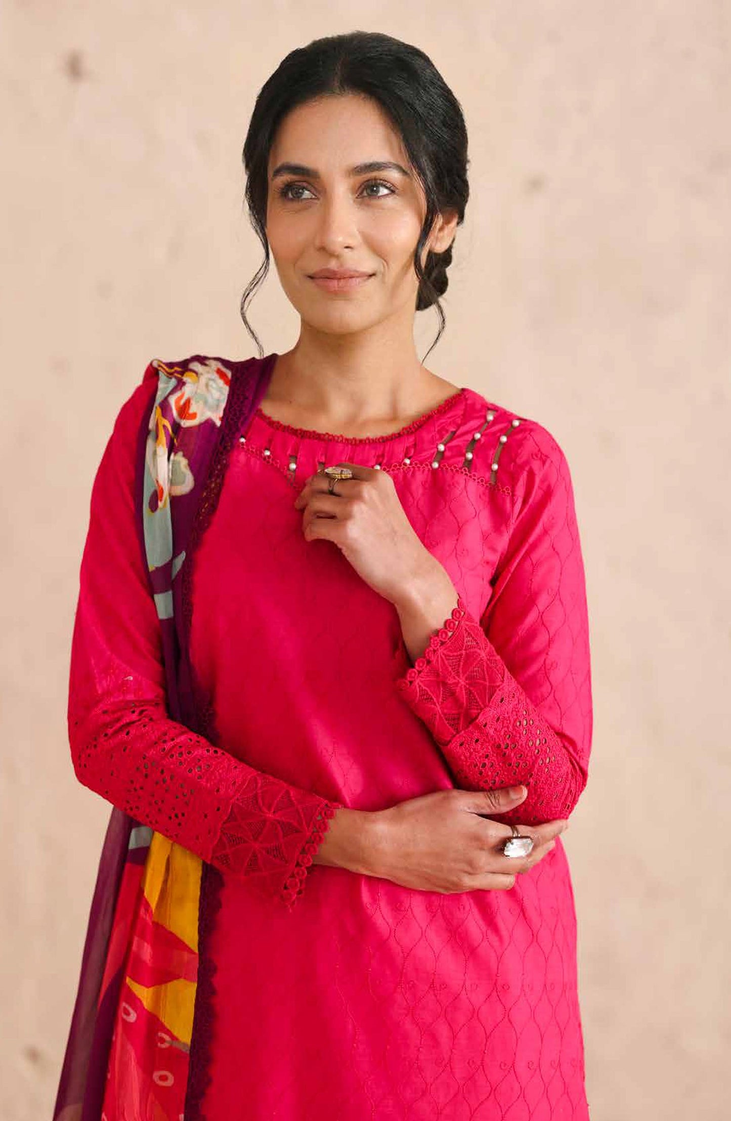 Neysa by Johra Chikankari Lawn Unstitched 3 Piece Suit - JS-92 - JH26NYS - Pink - Summer Collection