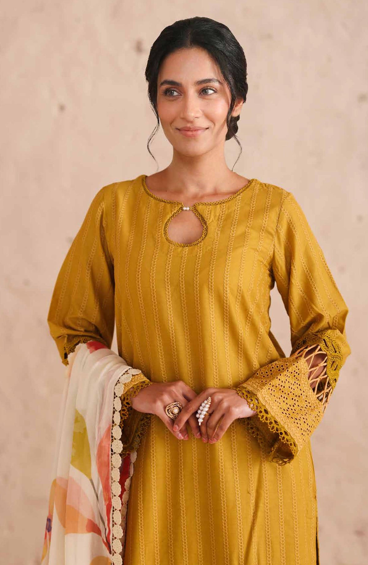 Neysa by Johra Chikankari Lawn Unstitched 3 Piece Suit - JS-88 - JH26NYS - Mustard - Summer Collection