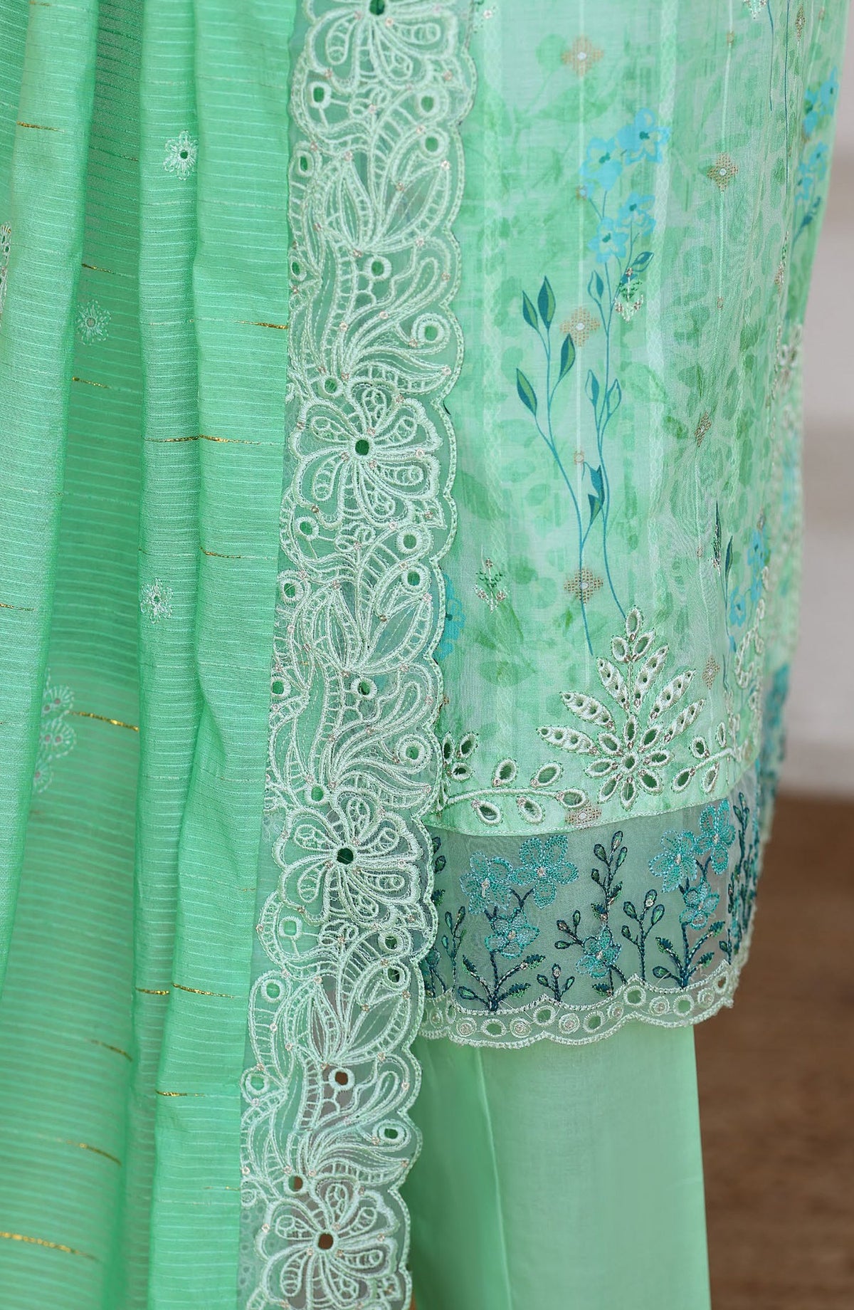 Ninokara by HZ Textile Embroidered Jacquard Unstitched 3 Piece Suit - D-09 - HZ26KNRA - Sea Green - Summer Collection