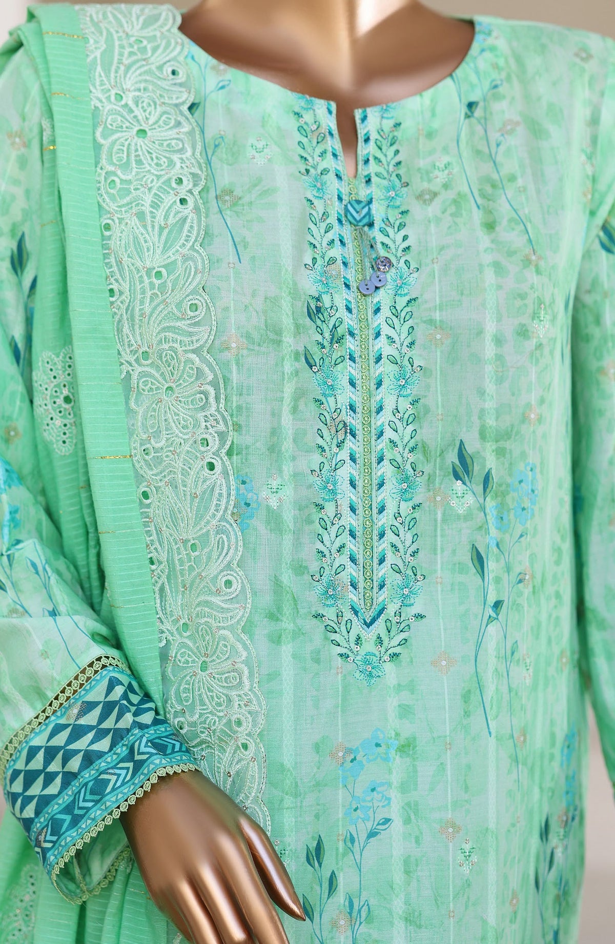 Ninokara by HZ Textile Embroidered Jacquard Unstitched 3 Piece Suit - D-09 - HZ26KNRA - Sea Green - Summer Collection