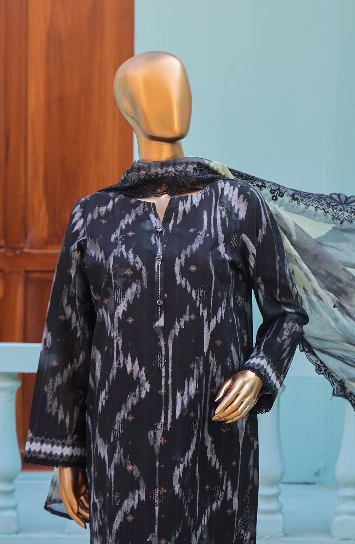 Ninokara by HZ Textile Embroidered Jacquard Unstitched 3 Piece Suit - Design-07 - HZ26NKR - Black - Summer Collection