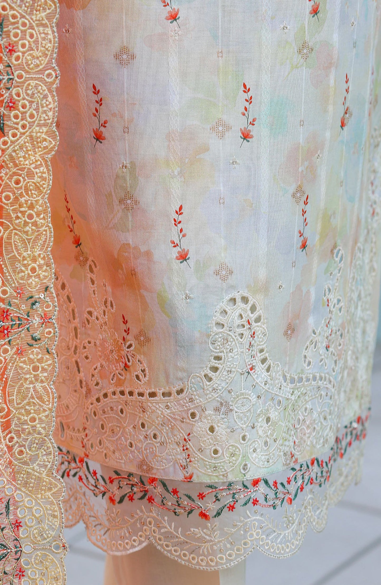 Ninokara by HZ Textile Embroidered Jacquard Unstitched 3 Piece Suit - Design-01 - HZ26NKR - White - Summer Collection