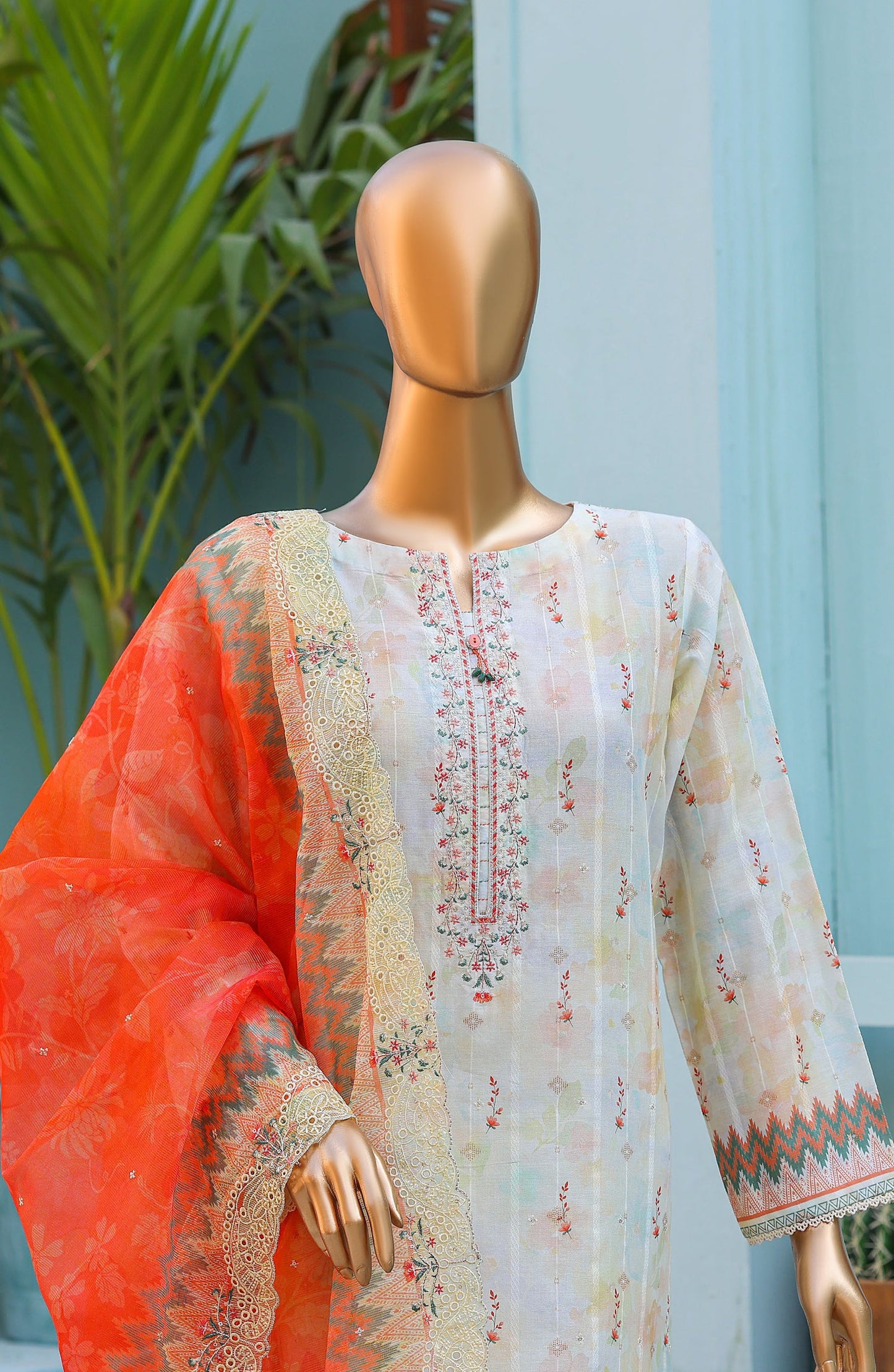 Ninokara by HZ Textile Embroidered Jacquard Unstitched 3 Piece Suit - Design-01 - HZ26NKR - White - Summer Collection