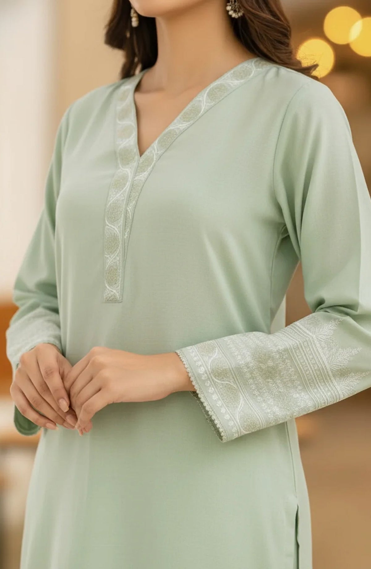 Noor-e-Rang by Ayla Embroidered Lawn Stitched 2 Piece Suit - Hareem - AY25NRG - Pastel Green - Summer Collection
