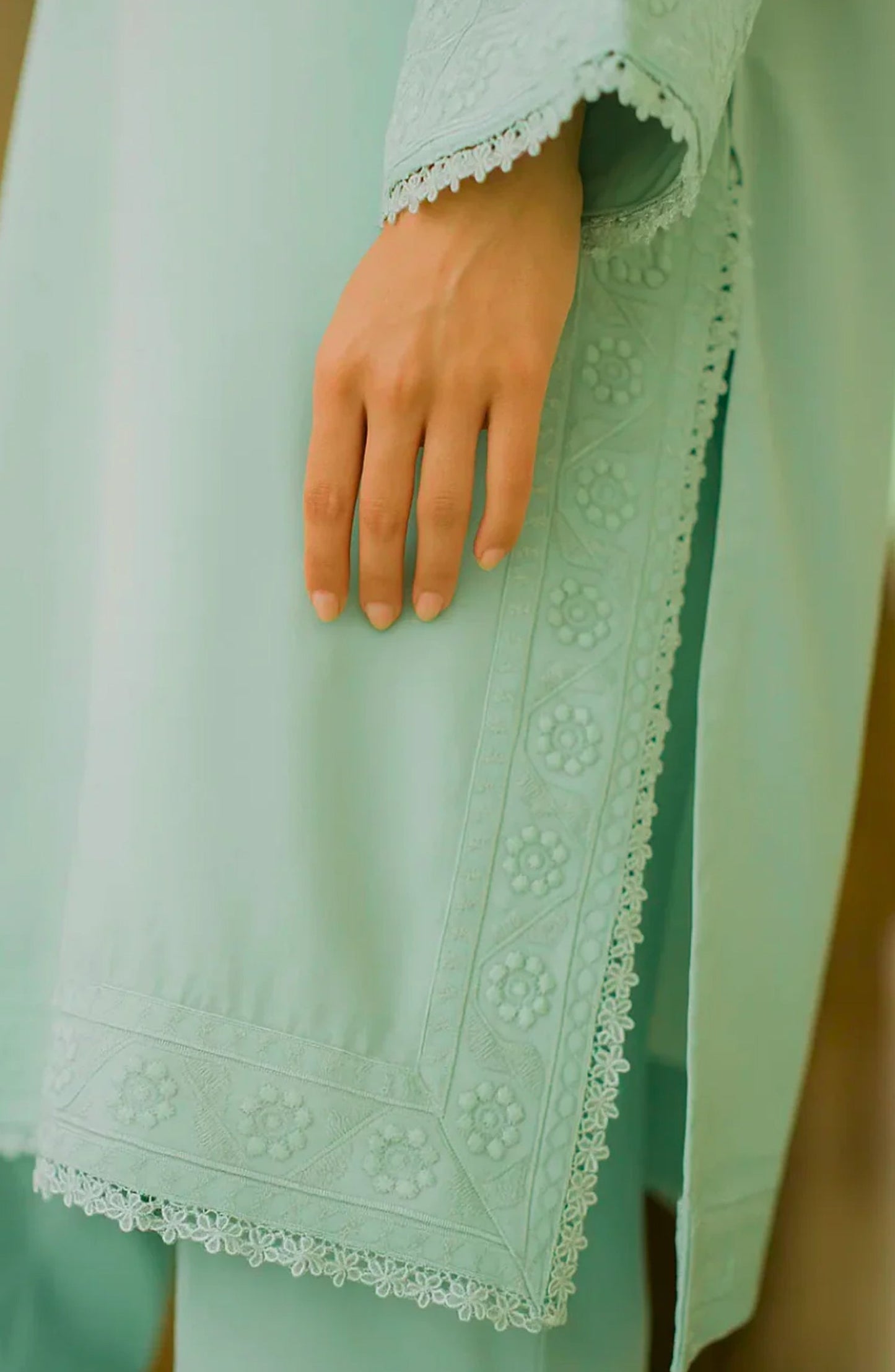 Noor-e-Rang by Ayla Embroidered Lawn Stitched 2 Piece Suit - SABZ-SITARA - AY25NRG - Green - Summer Collection