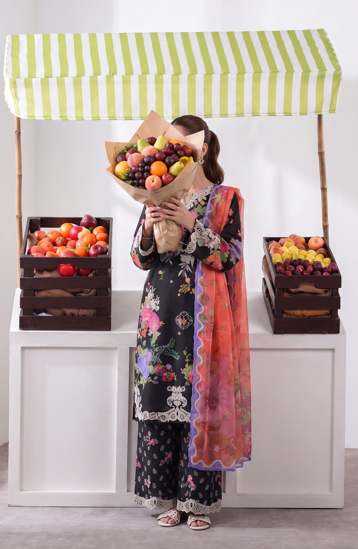 Noora by Amna Khadija Embroidered Cambric Stitched 3 Piece Suit - AKPN-02 - AM26ORA - Black - Summer Collection