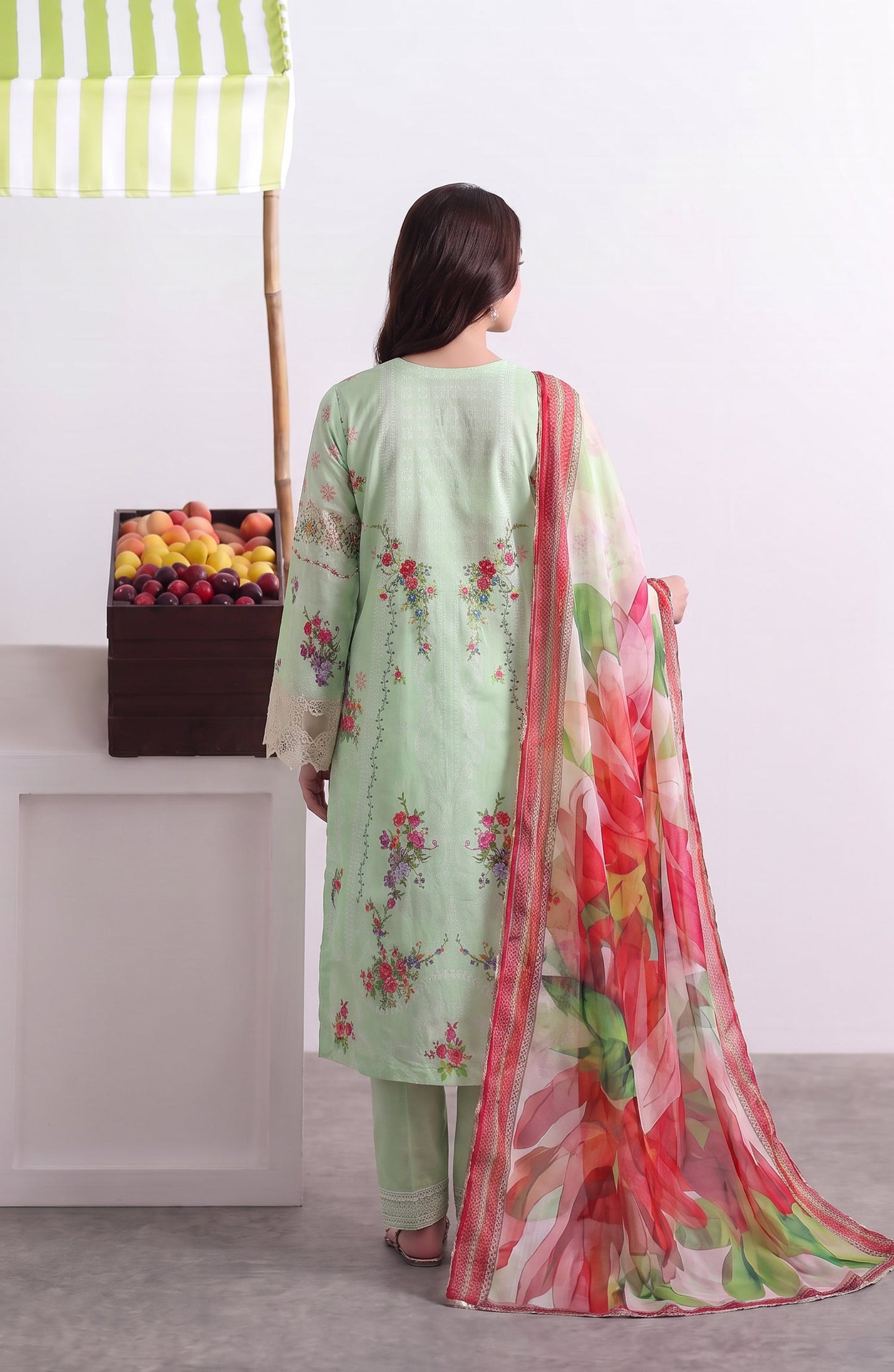 Noora by Amna Khadija Embroidered Cambric Stitched 3 Piece Suit - AKPN-05 - AM26ORA - Green - Summer Collection