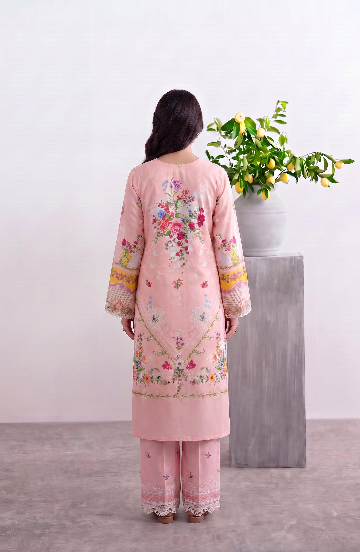 Noora by Amna Khadija Embroidered Cambric Stitched 3 Piece Suit - AKPN-07 - AM26ORA - Pink - Summer Collection