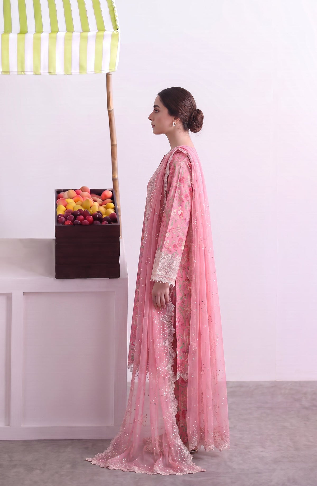 Noora by Amna Khadija Embroidered Cambric Stitched 3 Piece Suit - AKPN-08 - AM26ORA - Pink - Summer Collection