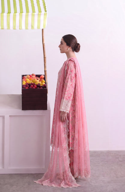 Noora by Amna Khadija Embroidered Cambric Stitched 3 Piece Suit - AKPN-08 - AM26ORA - Pink - Summer Collection