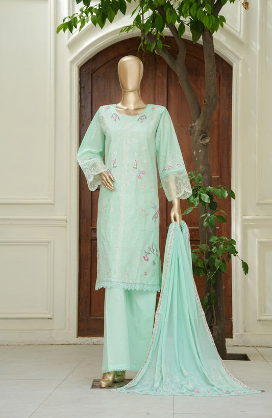 Noor e Sumaika by Amna Khadija Embroidered Lawn Stitched 3 Piece Suit - AKNS-02 - AM26NRSK - Sea Green - Summer Collection