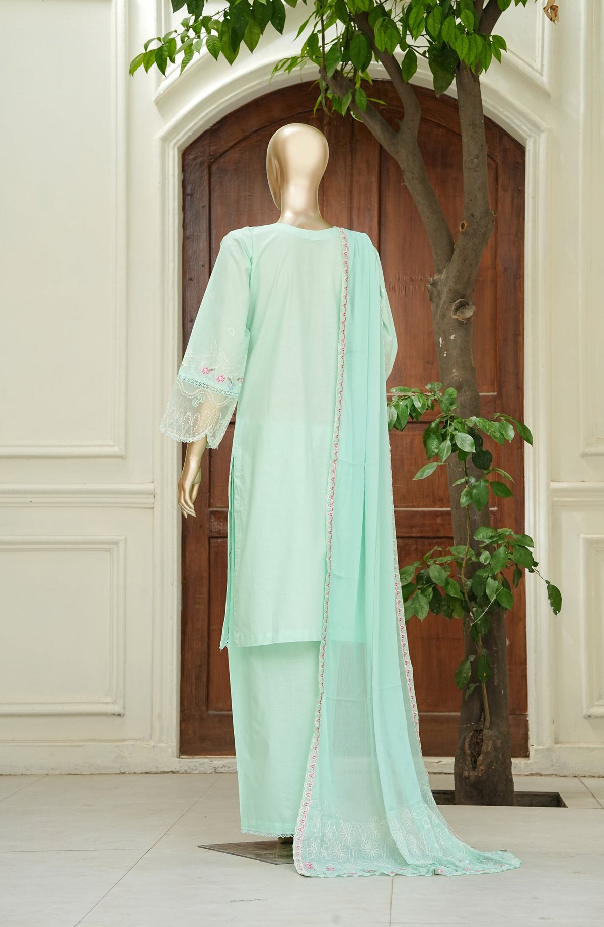 Noor e Sumaika by Amna Khadija Embroidered Lawn Stitched 3 Piece Suit - AKNS-02 - AM26NRSK - Sea Green - Summer Collection