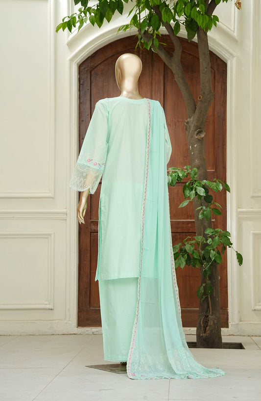 Noor e Sumaika by Amna Khadija Embroidered Lawn Stitched 3 Piece Suit - AKNS-02 - AM26NRSK - Sea Green - Summer Collection