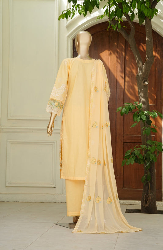 Noor e Sumaika by Amna Khadija Embroidered Lawn Stitched 3 Piece Suit - AKNS-04 - AM26NRSK - Yellow - Summer Collection