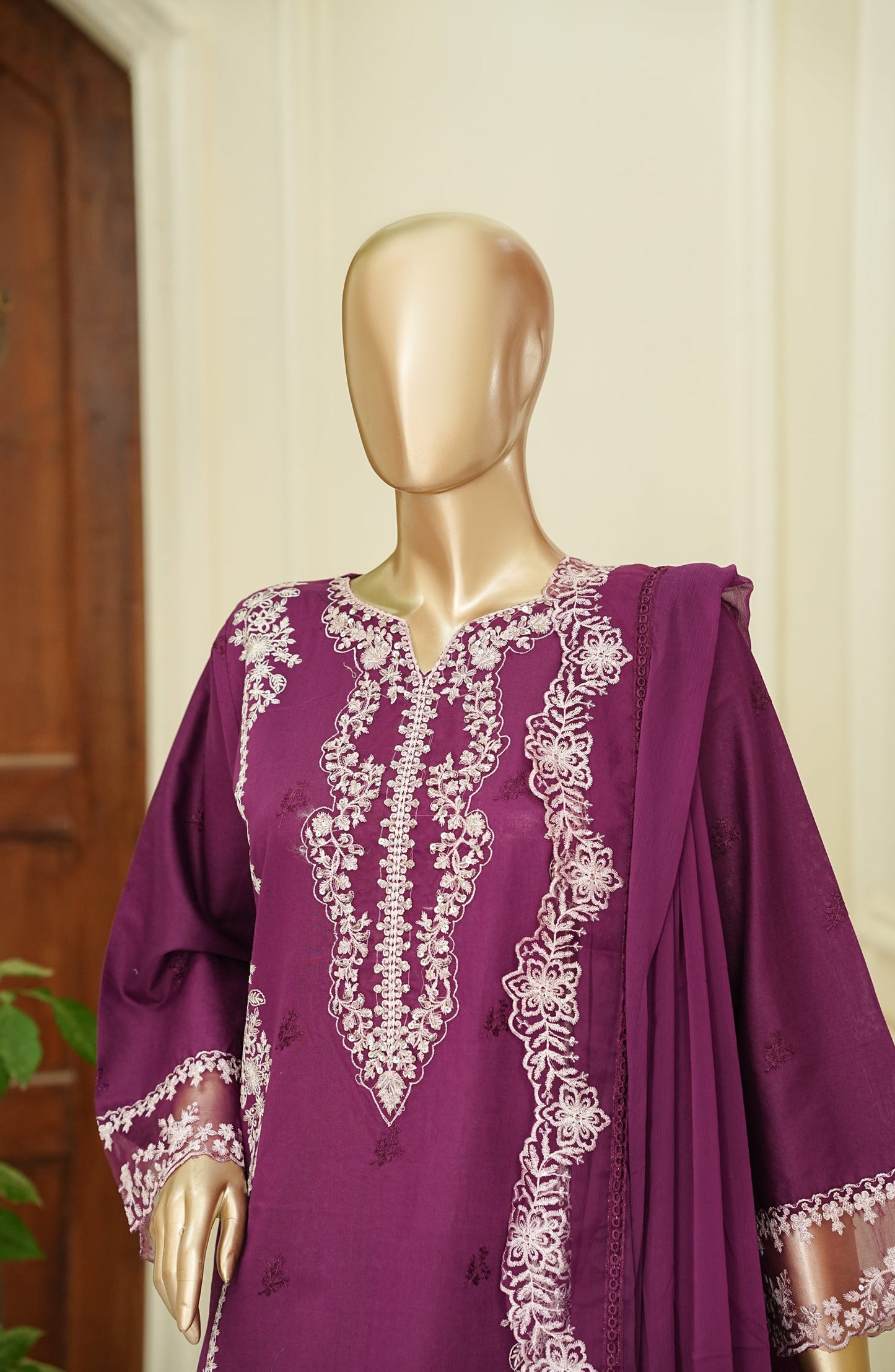 Noor e Sumaika by Amna Khadija Embroidered Lawn Stitched 3 Piece Suit - AKNS-16 - AM26NRSK - Purple - Summer Collection