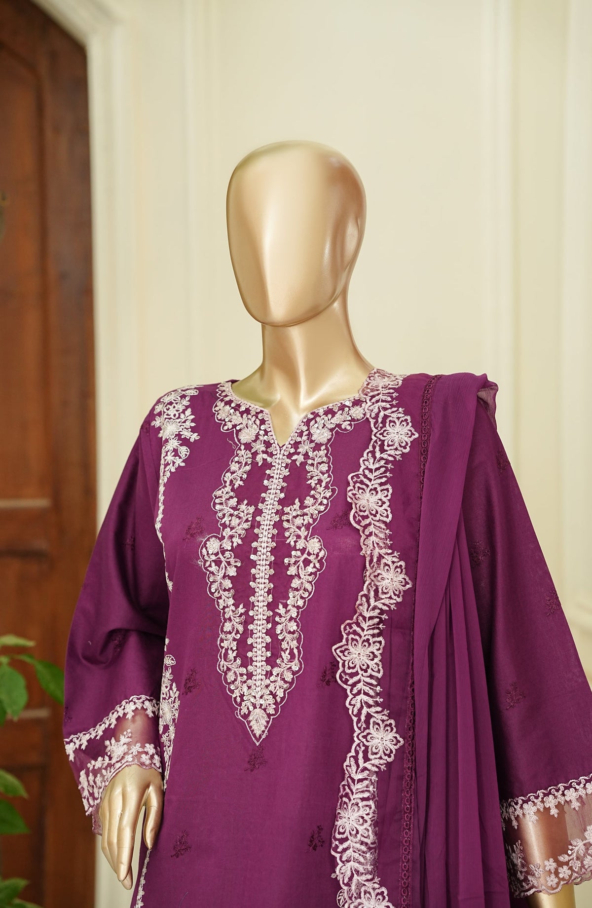 Noor e Sumaika by Amna Khadija Embroidered Lawn Stitched 3 Piece Suit - AKNS-16 - AM26NRSK - Purple - Summer Collection