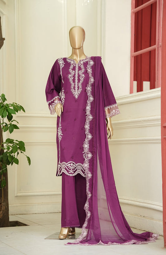 Noor e Sumaika by Amna Khadija Embroidered Lawn Stitched 3 Piece Suit - AKNS-16 - AM26NRSK - Purple - Summer Collection