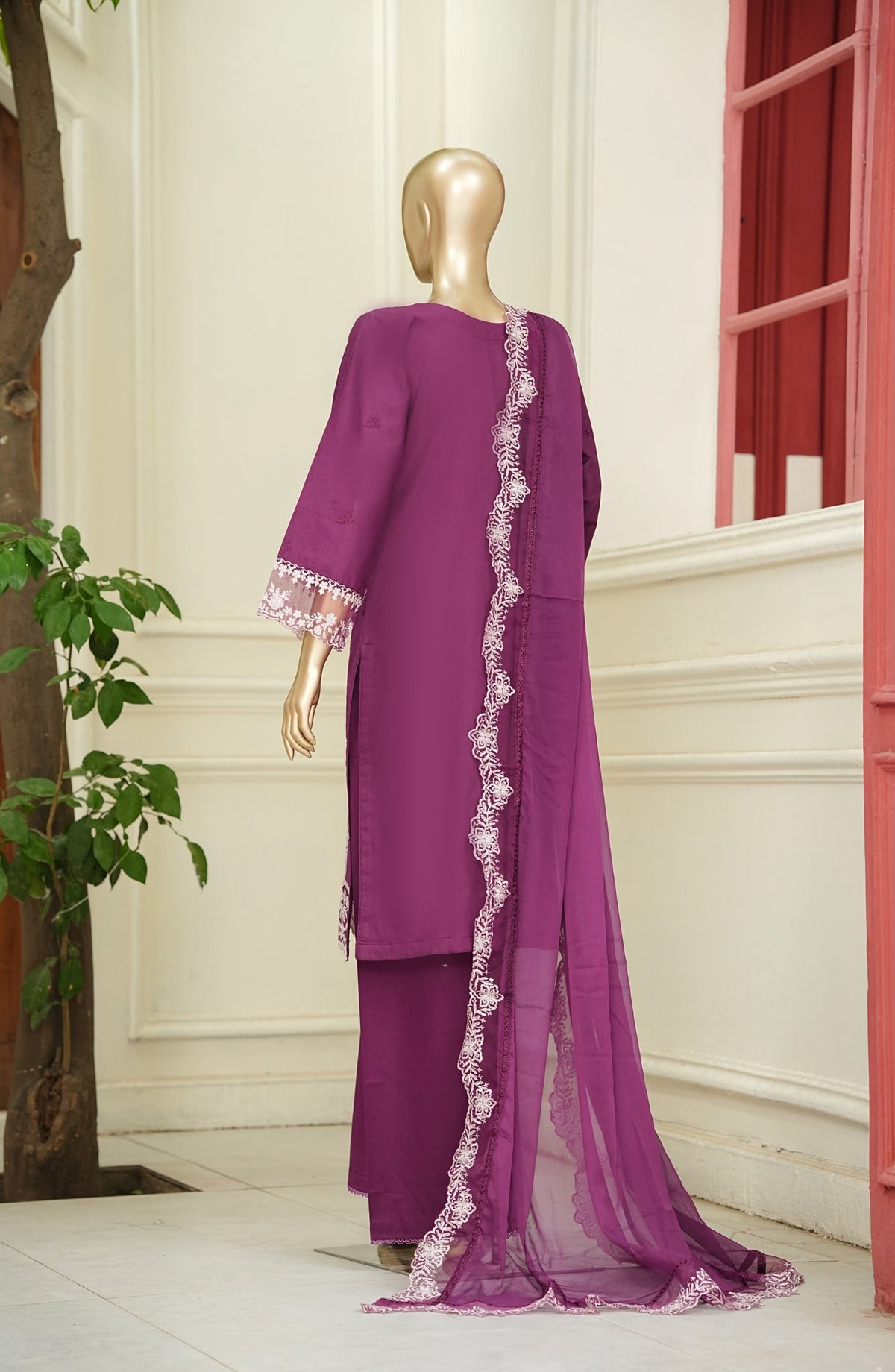 Noor e Sumaika by Amna Khadija Embroidered Lawn Stitched 3 Piece Suit - AKNS-16 - AM26NRSK - Purple - Summer Collection