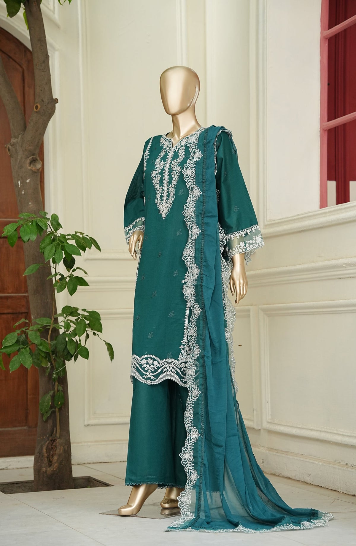 Noor e Sumaika by Amna Khadija Embroidered Lawn Stitched 3 Piece Suit - AKNS-19 - AM26NRSK - Green - Summer Collection