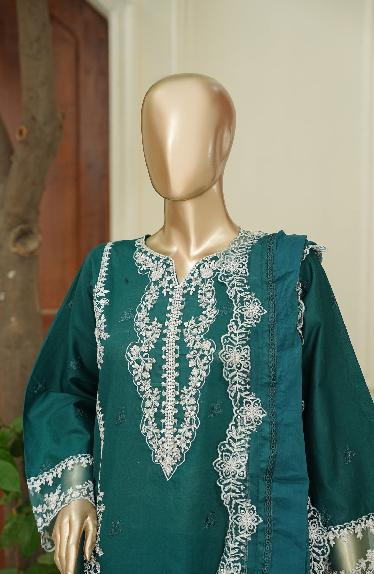 Noor e Sumaika by Amna Khadija Embroidered Lawn Stitched 3 Piece Suit - AKNS-19 - AM26NRSK - Green - Summer Collection