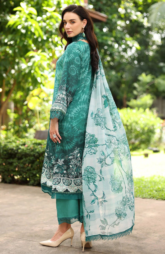 Nureh Daily Delights Embroidered Viscose Slub Unstitched 3 Piece Suit - DD-22 - NL25DD - Green - Daily Wear Collection
