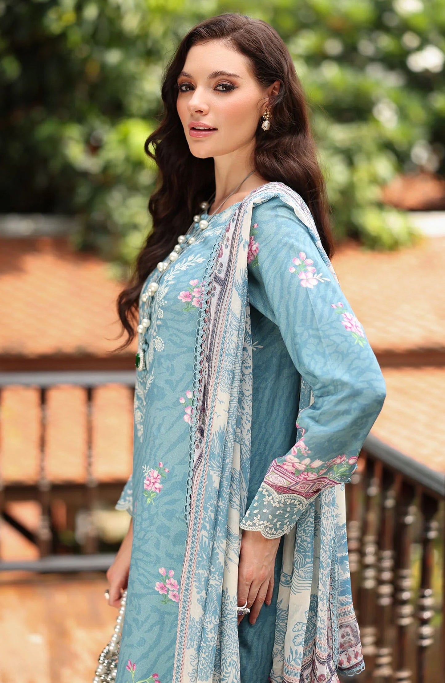 Nureh Daily Delights Embroidered Viscose Slub Unstitched 3 Piece Suit - DD-17 - NL25DD - Blue - Daily Wear Collection