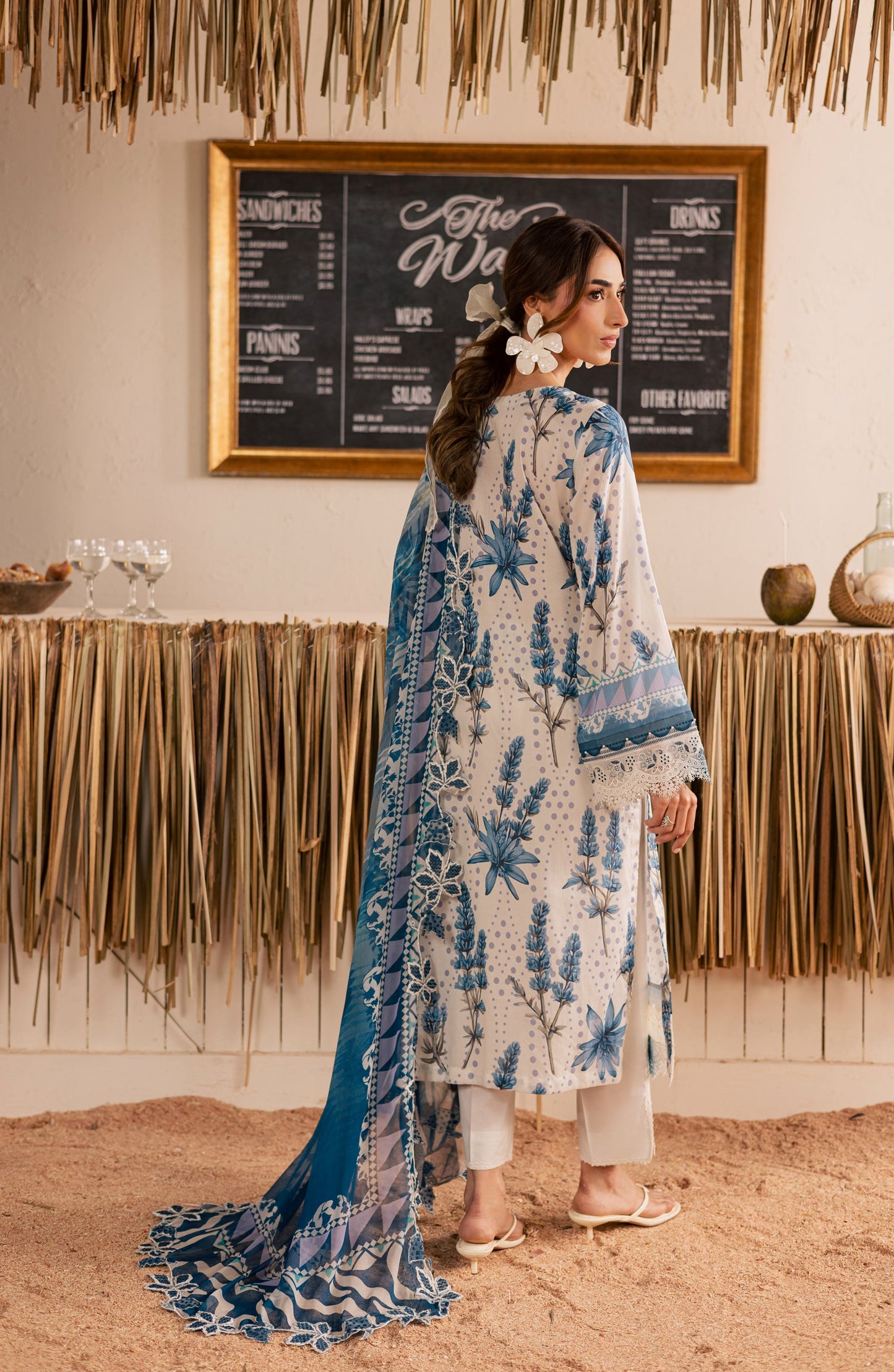 Nureh Gardenia Embroidered Lawn Unstitched 3 Piece Suit - NSG-220 - NL26DE - Blue - Summer Collection