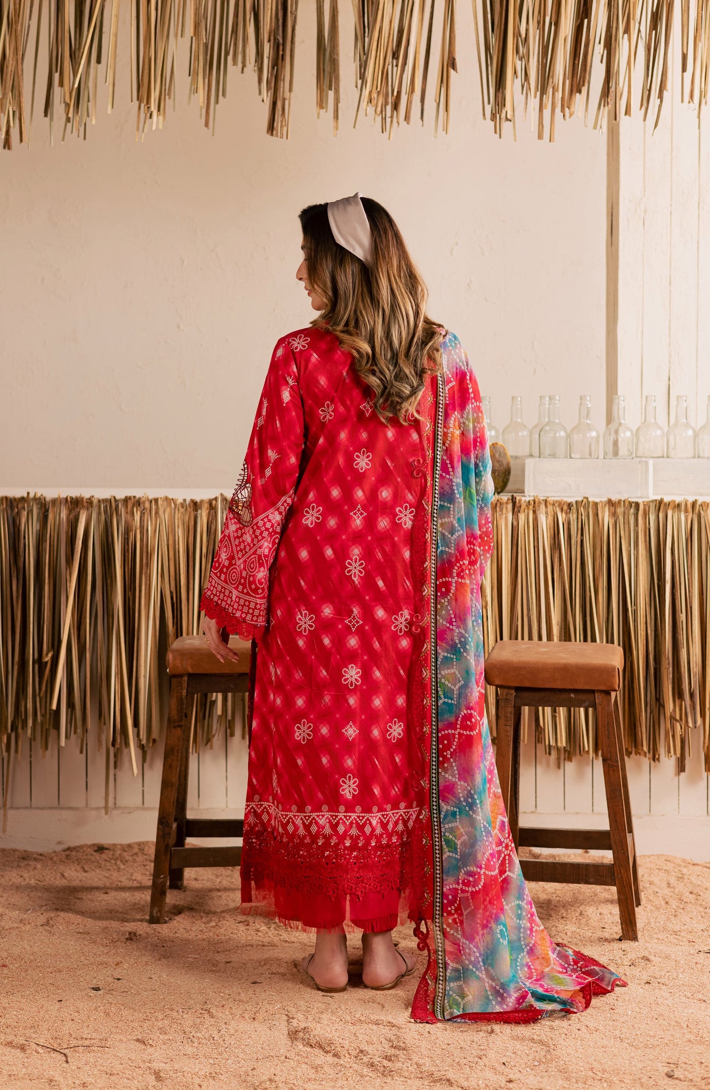 Nureh Gardenia Embroidered Lawn Unstitched 3 Piece Suit - NSG-223 - NL26DE - Red - Summer Collection