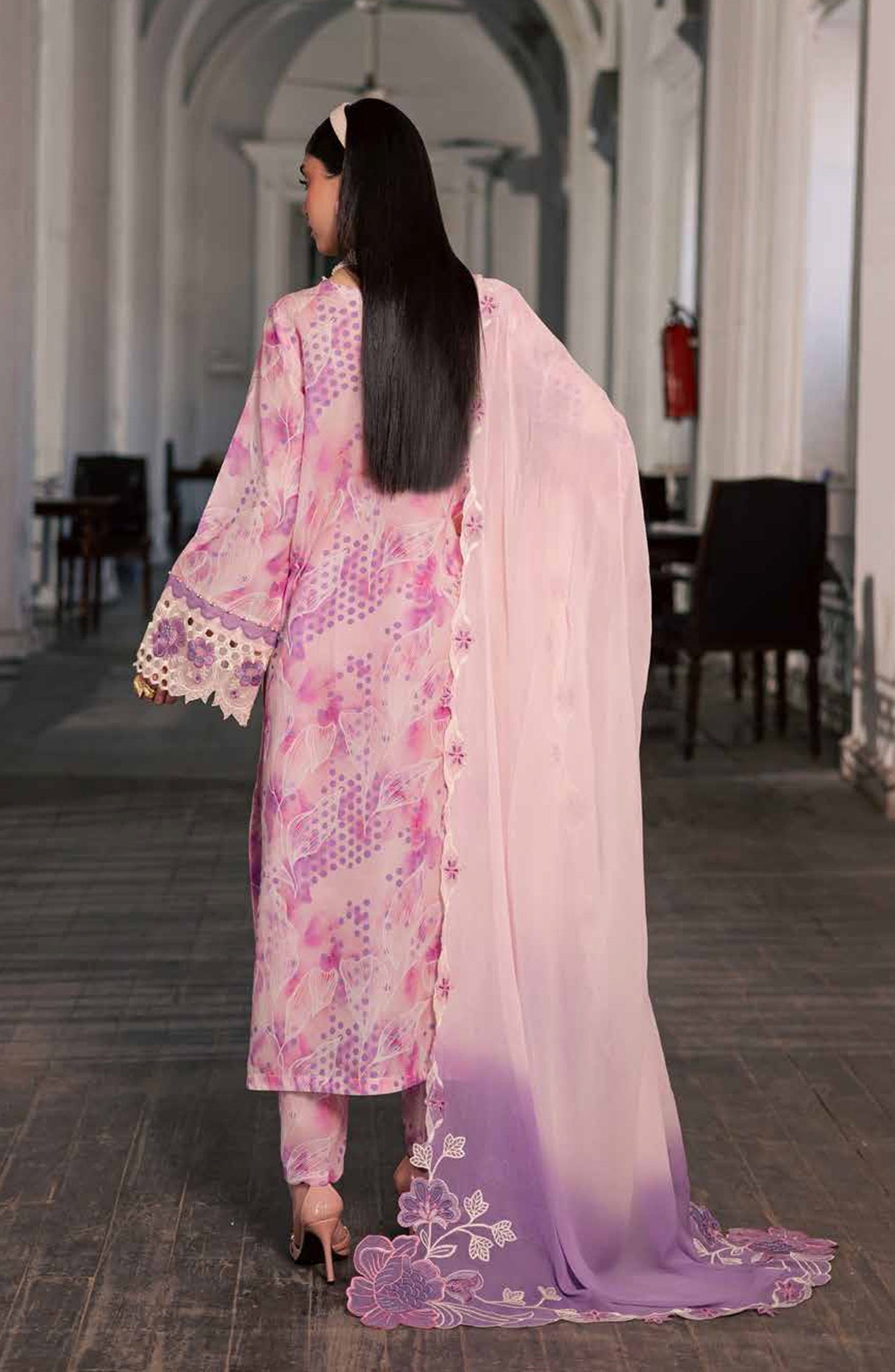 Nureh Maya Embroidered Lawn Unstitched 3 Piece Suit - NS-165 - NL26MIA - Pink - Summer Collection