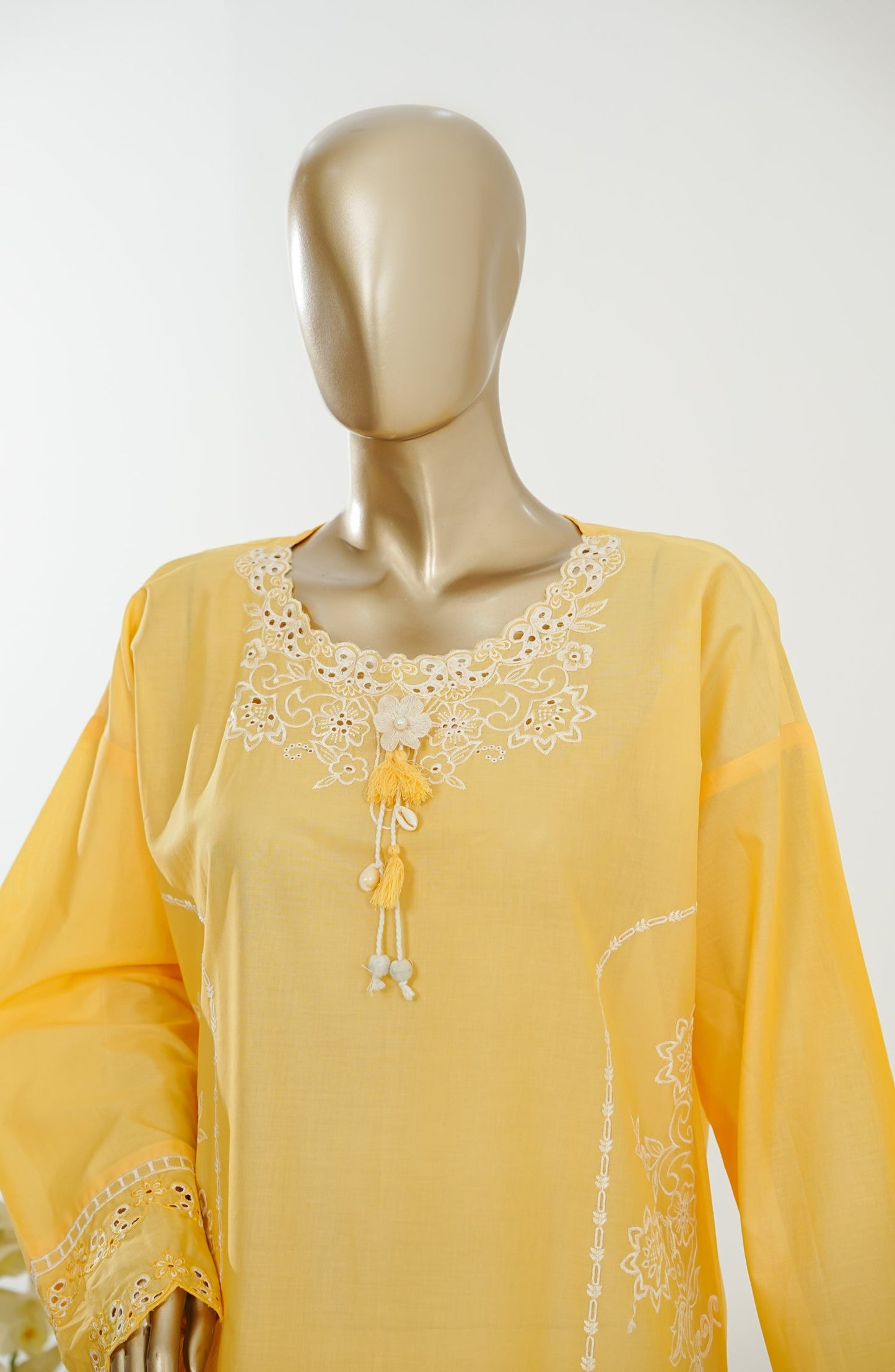 Nush Aira by Amna Khadija Embroidered Cotton Stitched 2 Piece Co-ord Set - AKNA-08 - AM26AANK - Yellow - Summer Collection