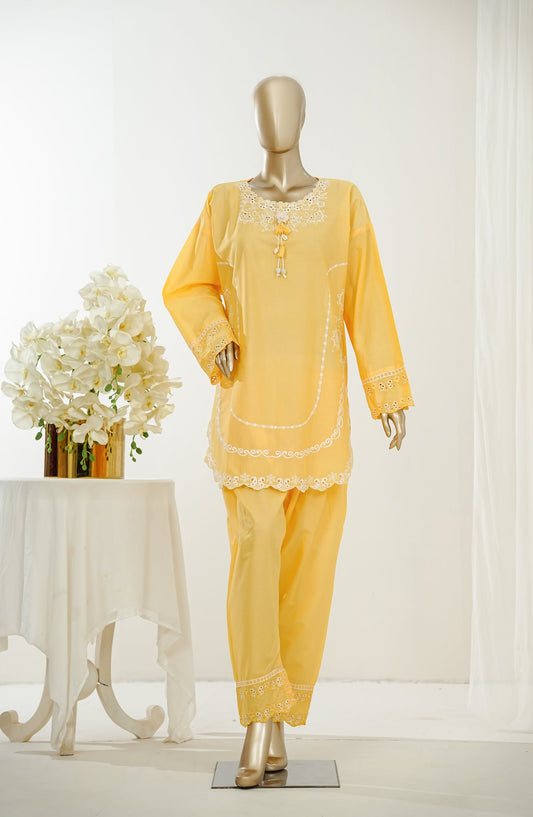 Nush Aira by Amna Khadija Embroidered Cotton Stitched 2 Piece Co-ord Set - AKNA-08 - AM26AANK - Yellow - Summer Collection