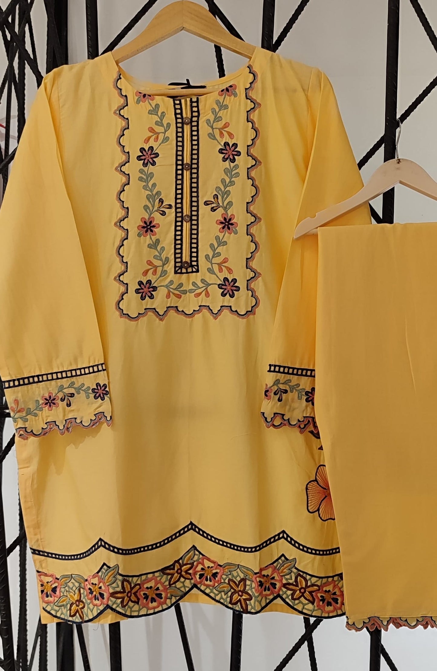 Nush Aira by Amna Khadija Embroidered Cotton Stitched 2 Piece Co-ord Set - AKTW-04 - AM26TWN - Yellow - Summer Collection