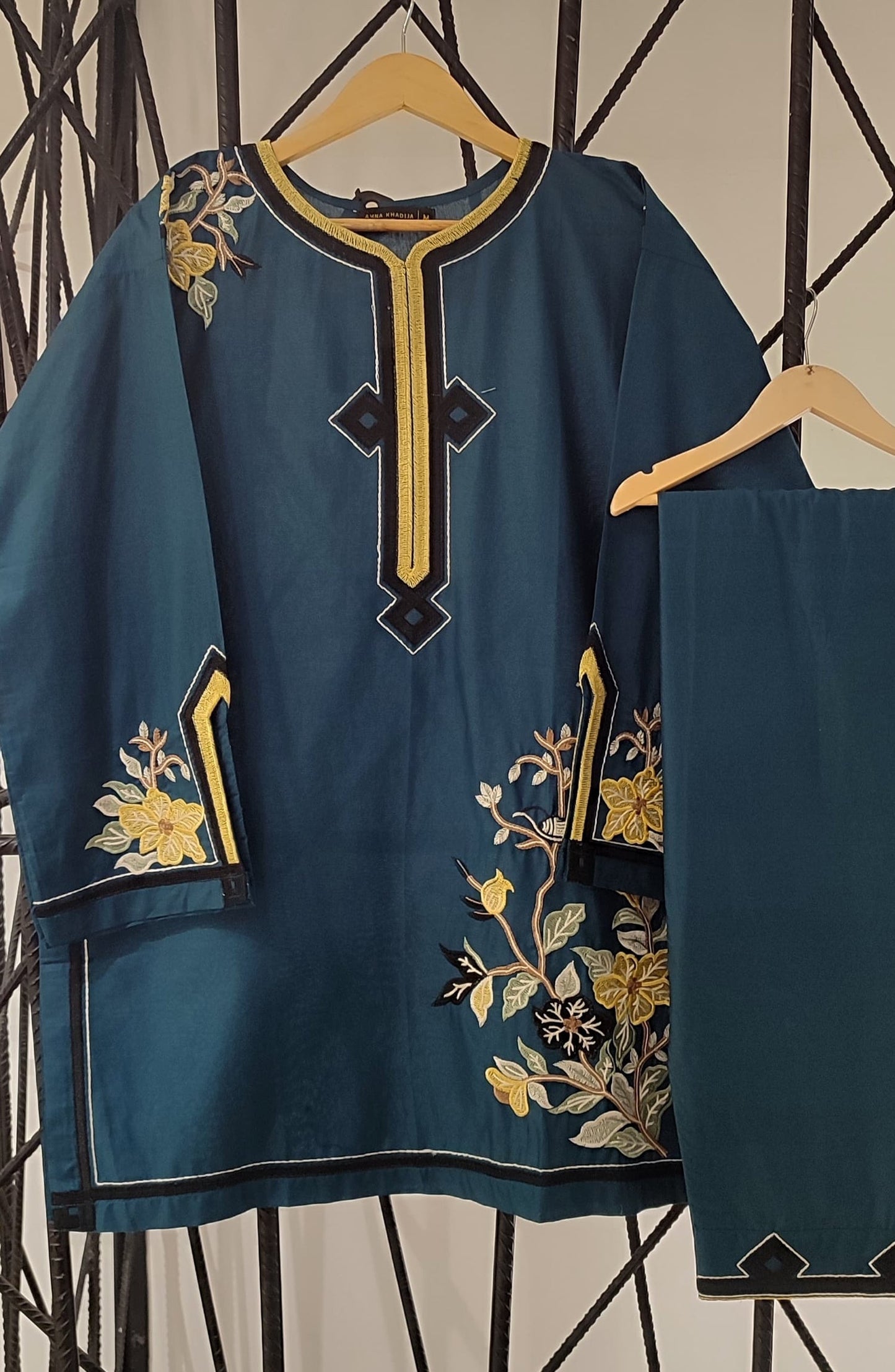 Nush Aira by Amna Khadija Embroidered Cotton Stitched 2 Piece Co-ord Set - AKTW-12 - AM26TWN - Blue - Summer Collection