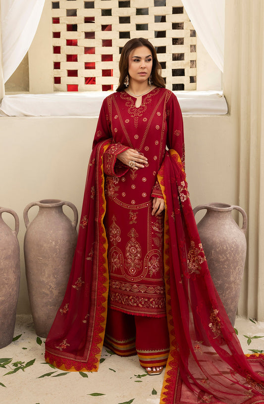 Pankh by Embroidered Karandi Unstitched 3 Piece Suit - P-15 - AM26PKH - Red - Winter Collection