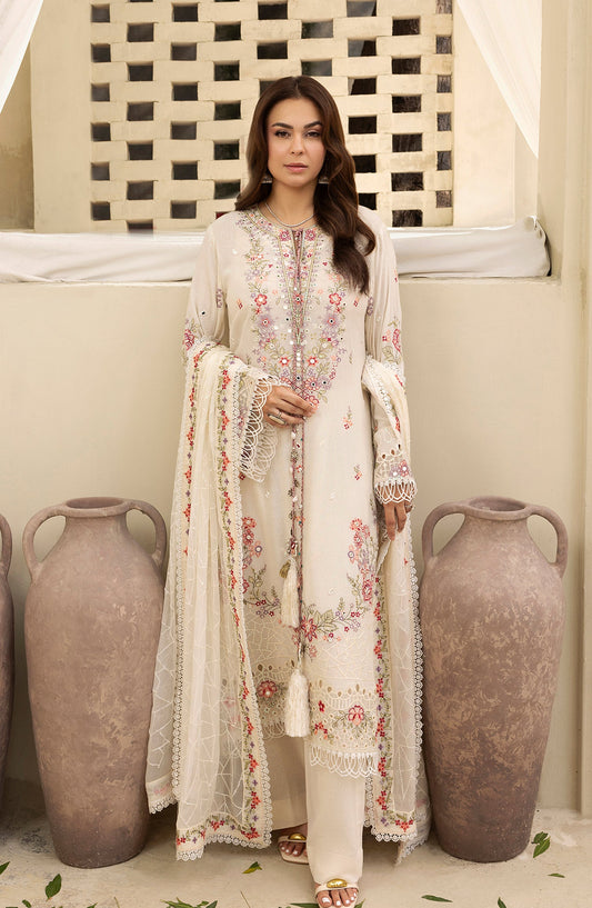 Pankh by Embroidered Karandi Unstitched 3 Piece Suit - P-16 - AM26PKH - Off White - Winter Collection