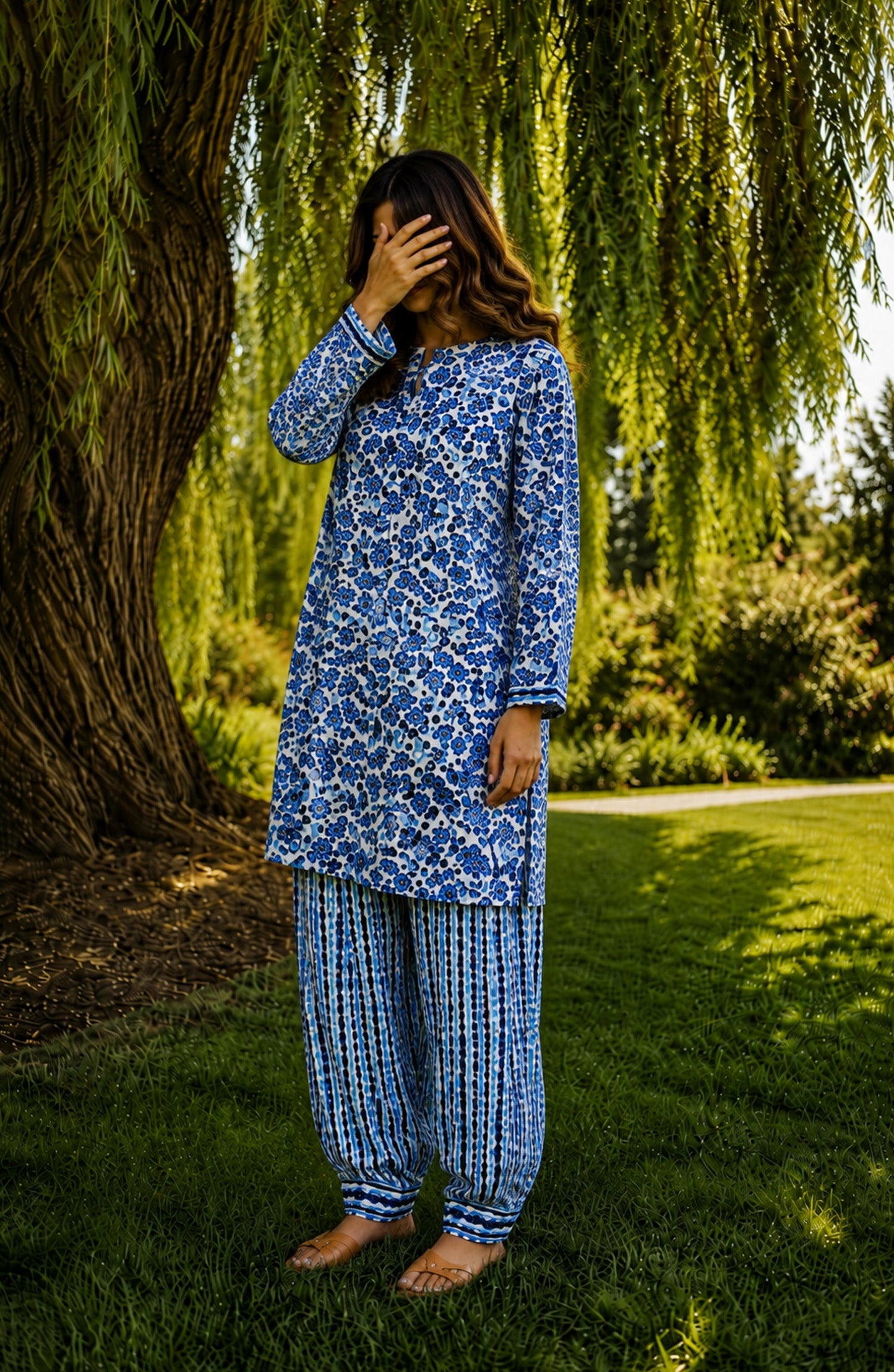 Parchhai by Amna Khadija Printed Cotton Stitched 2 Piece Co-ord Set - AKP-07M - AM26PRCH - Blue - Summer Collection