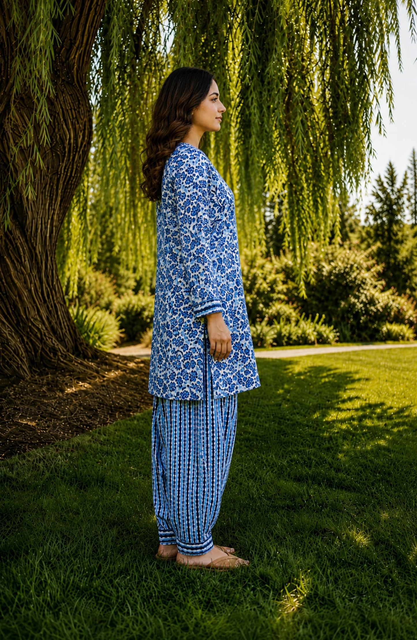 Parchhai by Amna Khadija Printed Cotton Stitched 2 Piece Co-ord Set - AKP-07M - AM26PRCH - Blue - Summer Collection