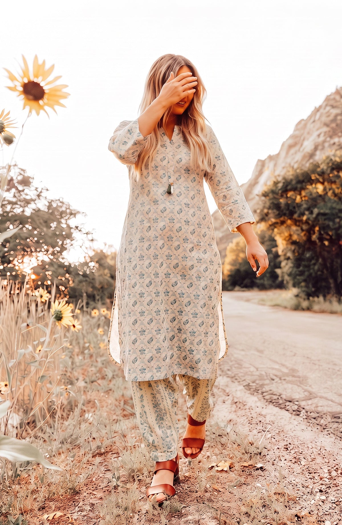 Parchhai by Amna Khadija Printed Cotton Stitched 2 Piece Co-ord Set - AKP-08M - AM26PRCH - Fawn - Summer Collection