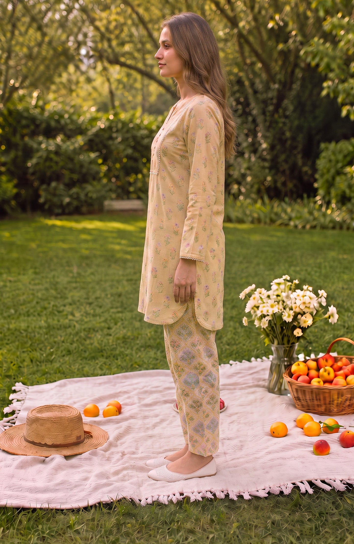 Parchhai by Amna Khadija Printed Cotton Stitched 2 Piece Co-ord Set - AKP-10M - AM26PRCH - Yellow - Summer Collection